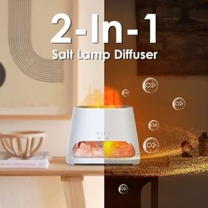 *Like New*SALKING 2-in-1 Himalayan Salt Lamp Essential Oil Diffuser & Humidifier